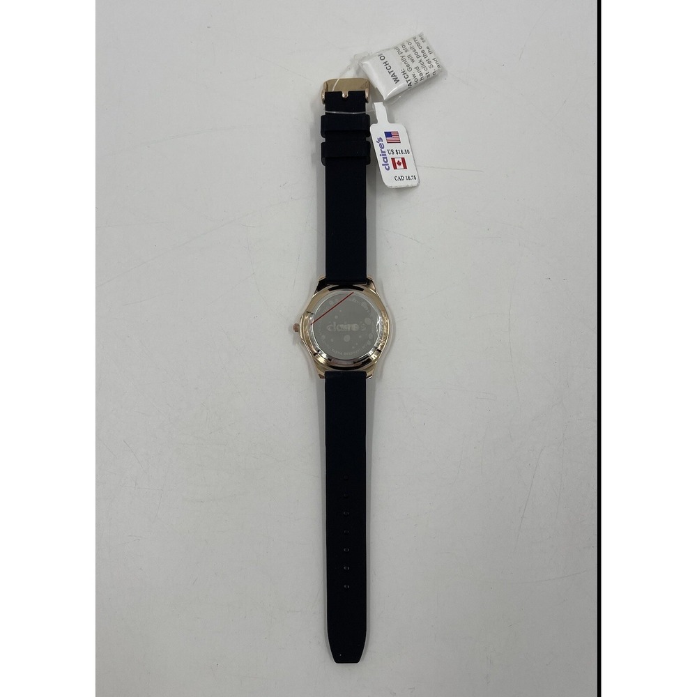Women's Rose Gold Tone Claire's‎ watch, Black Poly Band Crystal Accents - Picture 4 of 7